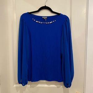 Vince Camuto Jeweled Blue Top - Size Medium